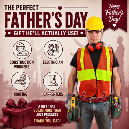 FUERI Carpenter Tool Belt made with Nylon & Grain Leather comes with Adjust to fit Padded Belt, Pouches with multiple pockets, Suspender loops, and a Hammer Holder (Best Gift for your father)