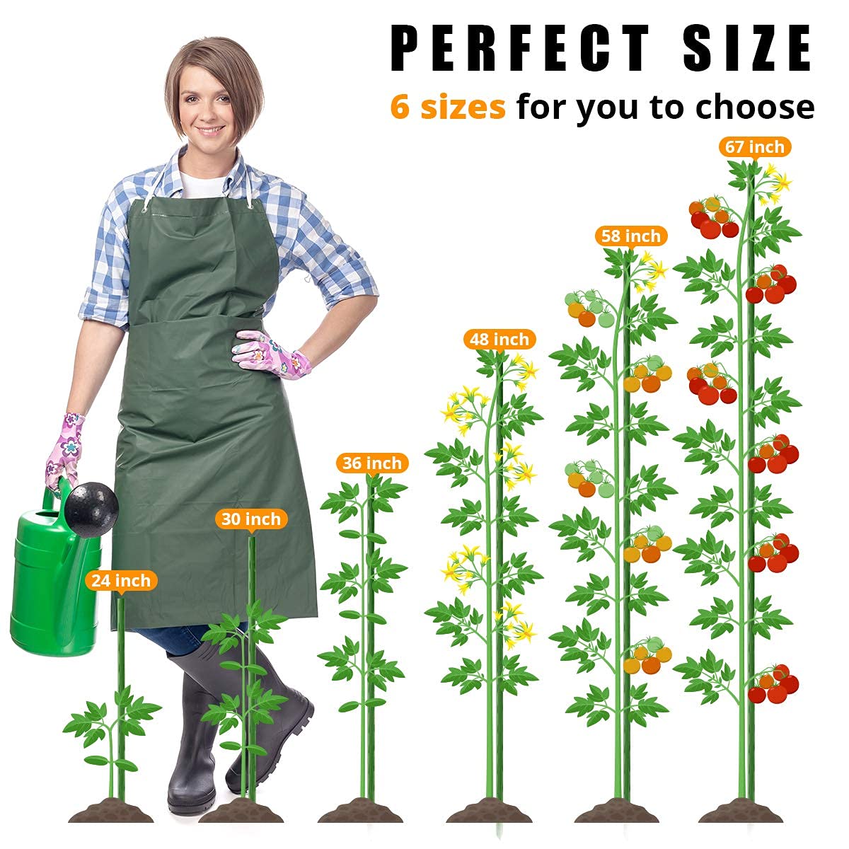 LAVEVE Garden Stakes 36 Inches Heavy Duty Steel Tomato Stake, Plastic Coated Support for Securing Trees, Climbing Plants, Cucumber, Beans, Pack of 20