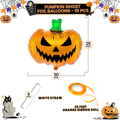 KatchOn, Scary Halloween Pumpkin Balloons -Large 30 Inch | halloween Balloons for scary decorations | Indoor Halloween Party Decorations | jack o lantern balloons | Summerween Party Decorations