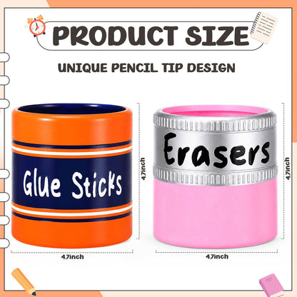 Tenceur 2 Pcs 4.7x4.7 Inches Glue Stick Erasers Bucket for Teacher Desk Organizer Pencil Holder Bucket Large Capacity Desk Organizer for Teacher Classroom Craft Supply Storages