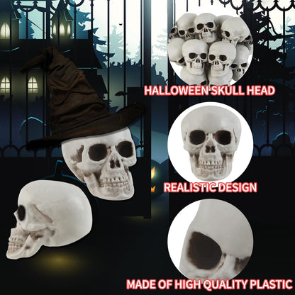 Junware 20 Pcs Halloween Skulls Realistic Looking Skulls Skeleton Head for Halloween Bar Home Table Decoration Model Human Skeleton Statue (1.6 x 1.8 x 2.3 Inches)