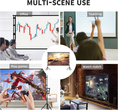 TOWOND Projector Screen and Stand, 100 inch Projection Screen Outdoor Indoor, Portable 16:9 4K HD Rear Front Movie Screen with Carry Bag Wrinkle-Free Design for Home Theater Backyard Cinema