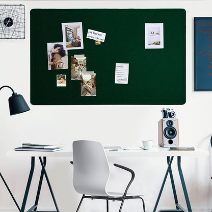 Large Bulletin Board - 60 x 36 Inches, Decorative Felt Pin Board for Wall - 5' x 3' Foldable Photo Display Board with Self-Adhesive Tape, Includes 20 Push Pins - Dark Green