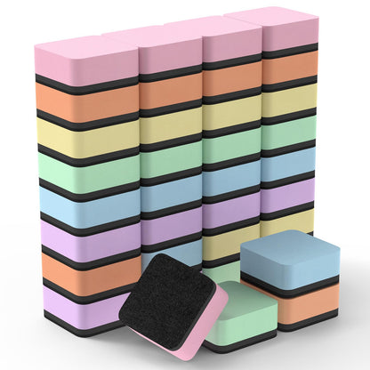 MaxGear Whiteboard Erasers Magnetic, 36 Pack Mini Dry Erase Erasers for Chalkboard, Strong Cleaning White Board Erasers Bulk for Office Classroom, Magnetic Backing, 6 Macaron Color, 2 x 2 x 0.6 Inch