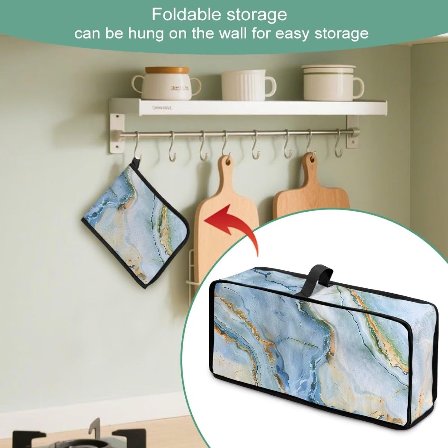 Psesaysky Marble Print Slim Toaster Bread Machine Cover with Handle Fits for Most Standard 2 Slice Long Slot Toasters, Keep Kitchen Appliance Clean Dust-proof Cover