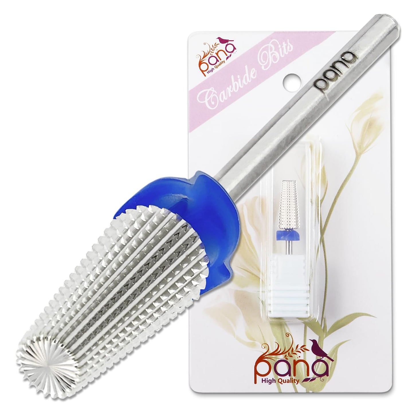PANA Nail Carbide 5 in 1 Bit - Two Way Rotate use for Both Left and Right Handed - Fast Remove Acrylic or Hard Gel - 3/32" Shank - Manicure, Nail Art, Drill Machine (Fine - F, Silver)