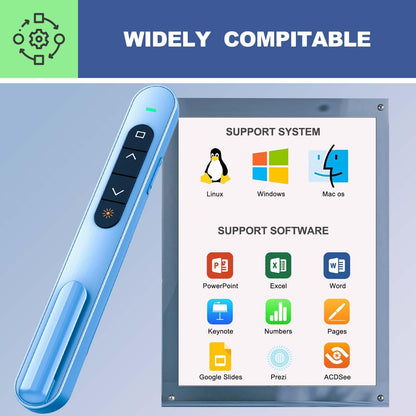 QUI 2 Pack Presentation Clicker, Hyperlink Volume Control Wireless Presenter, RF 2.4GHz USB Presentation Remote Control,PowerPoint Clicker Slide Advancer for Computer, Laptop, Mac (USB, Blue)