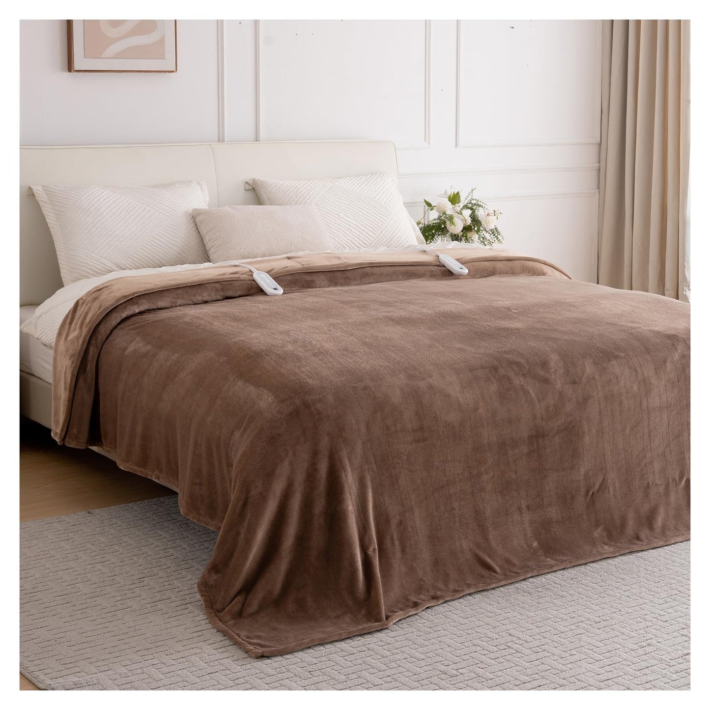 Heated Blanket Twin, Electric Blanket Soft Sherpa Flannel, 10 Hours Auto Shut-off & 8 Fast Heating Levels, Machine Washable ETL Certified, Heating Blanket for Bed & Sofa (62x84 inches, Gray)