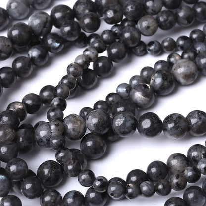 32PCS 12MM Natural Black Labradorite Beads Round Loose Stone Beads for Jewelry Making DIY Energy Stone Healing Power Bracelet 15"