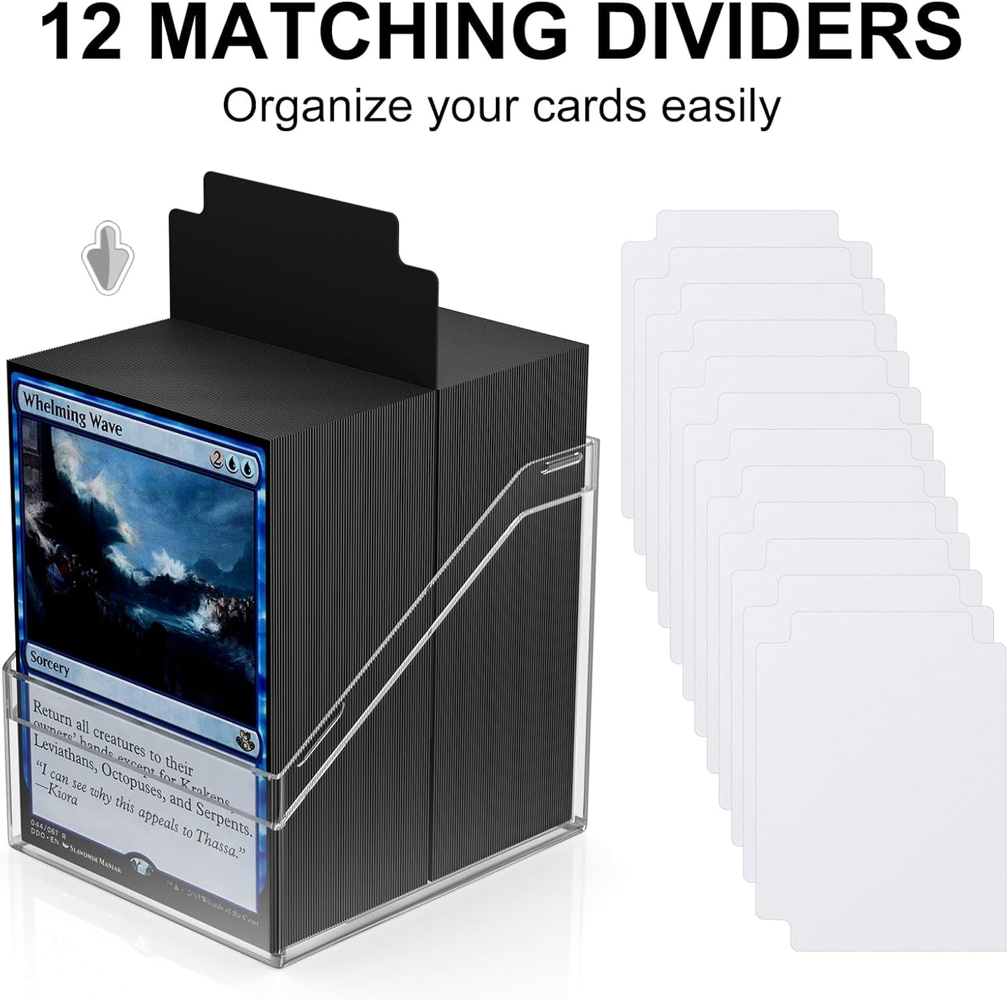 Mlikero Card Deck Cases, 12 Pack Acrylic Commander Deck Box Holding 100+ Sleeved Cards with 12 Dividers, Clear Card Storage Box Fit for MTG, TCG, Sports Cards