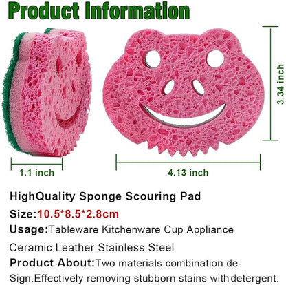 12 Pack Scrub Sponge,Bulk Sponges,Dual-Sided Multi-Functional Premium Cleaning Sponges,Dishwashing Sponge for Heavy Duty Scouring Pads,Bathroom,Dish,Furniture,Kitchen(Frog Shape)