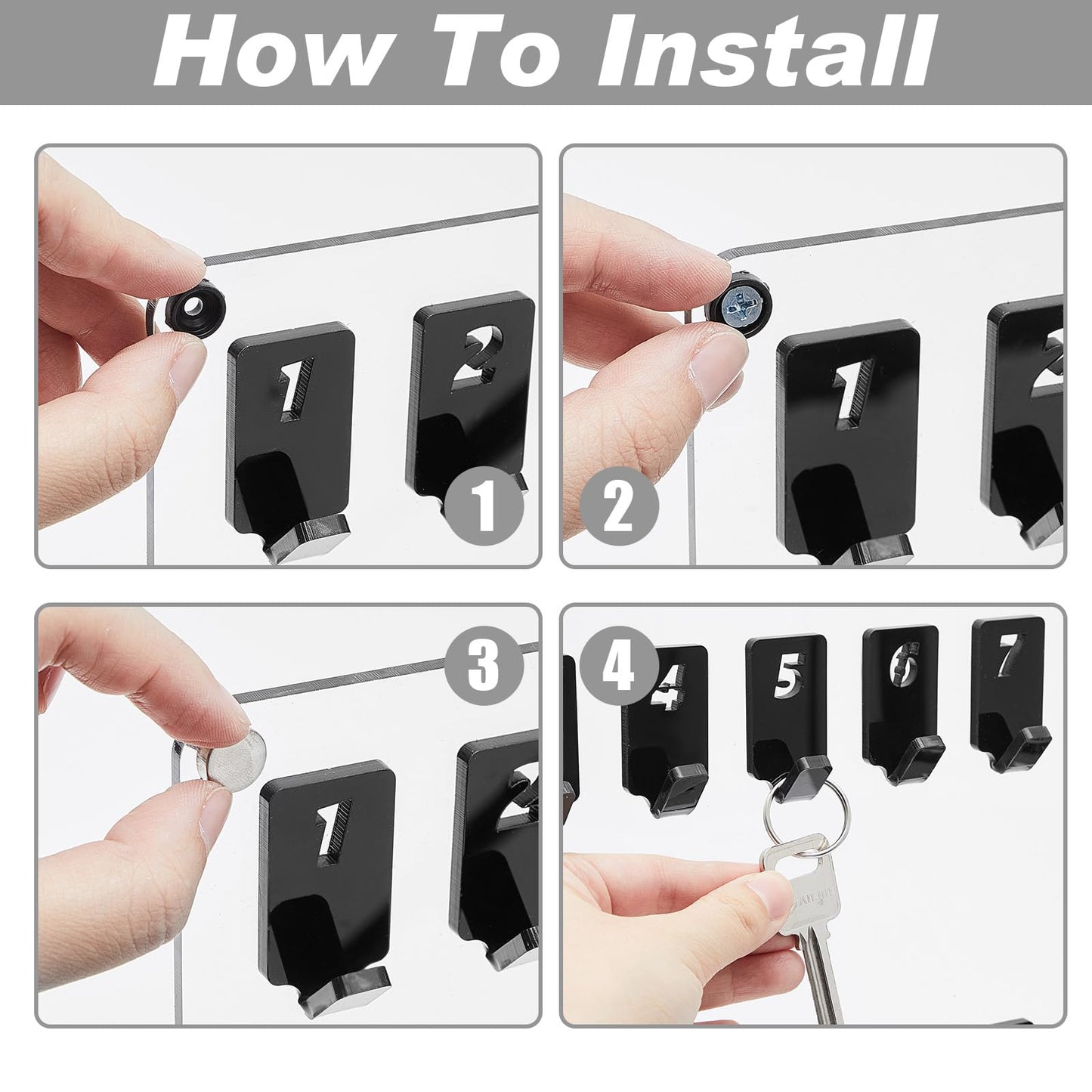 Beeveer Acrylic Key Board with 75 No. Hooks Wall Mount Key Rack Holder Hanger Storage Collection for School, Garage, Car Dealer, Office, Hotel, Real Estate(Transparent)