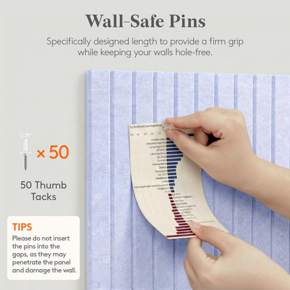 Lifewit Felt Slatted Bulletin Board, 12 Pack Self-Adhesive Panel, 48"x 36" Total Size, Cork Board Alternative, Pin Message Board with 30 Pushpins for Room and Office Decor, Home, Dorm, Purple