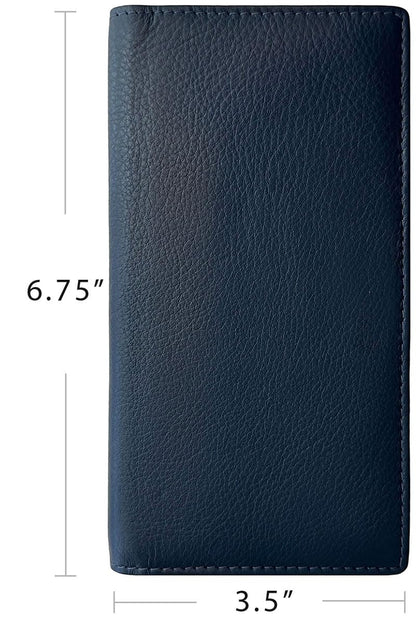 123 Cheap Checks Navy RFID Leather Checkbook Cover With Credit Card Slots and Pen Holder