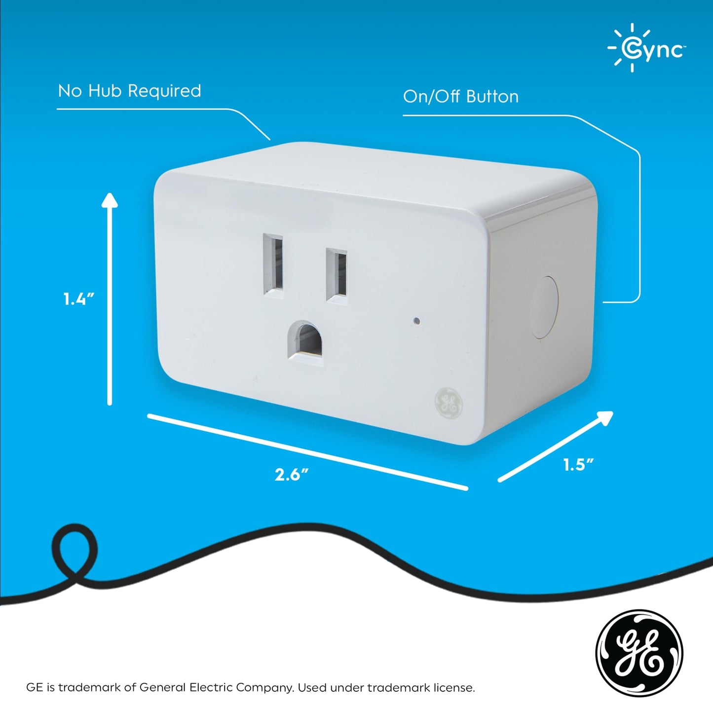 GE Cync Smart Indoor Plug, Smart Outlet Control, WiFi Outlet Plug, Matter Compatible, Works with Alexa and Google Home