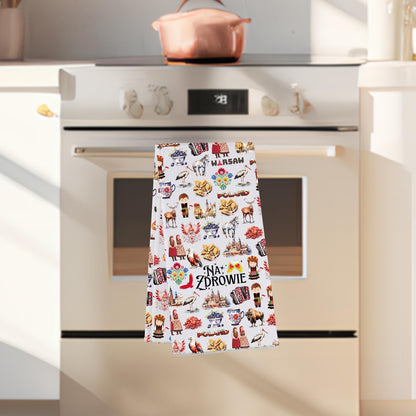 G2TUP Poland Kitchen Towel Polish Cheers Tea Towel Na Zdrowie Gifts Polska Hand Towel Polish Gifts (NaZdrowie kt)