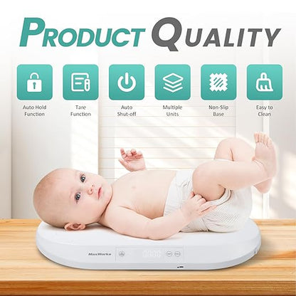 MaxWorks Multi Function Digital Scale 88 lb Capacity Pet Scale for Dogs and Cats Accurate Infant and Toddler Growth Scale Shipping Scale with Backlit Display and Tare Function (51075)