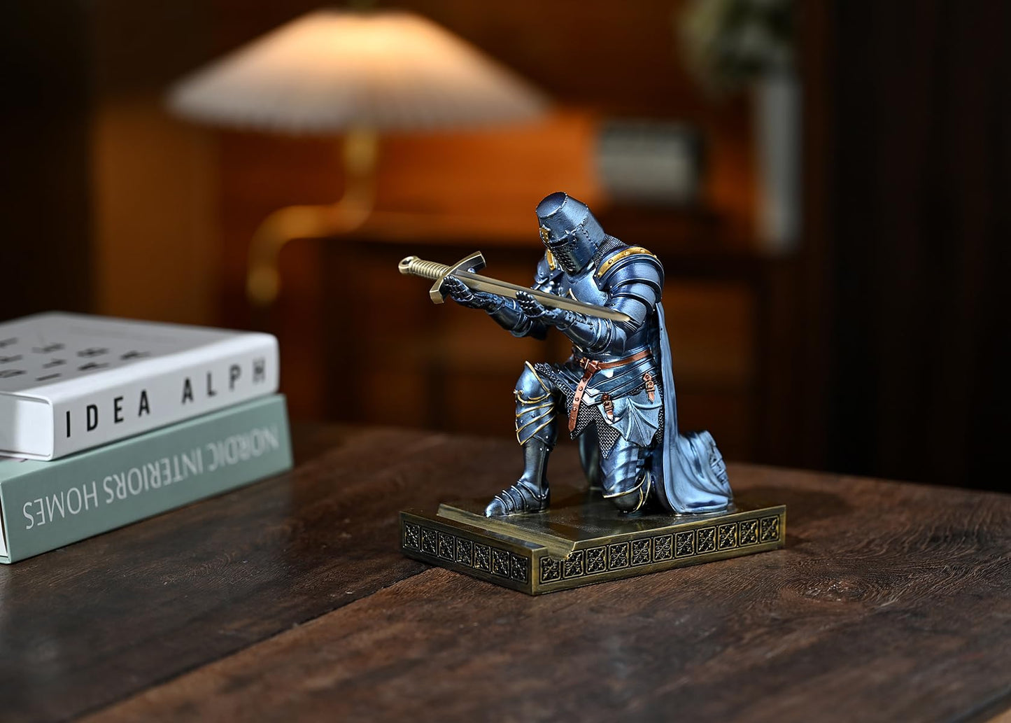 Medieval Templar Vanguard Officer Knight Pen Holder Desk Organizers Blue