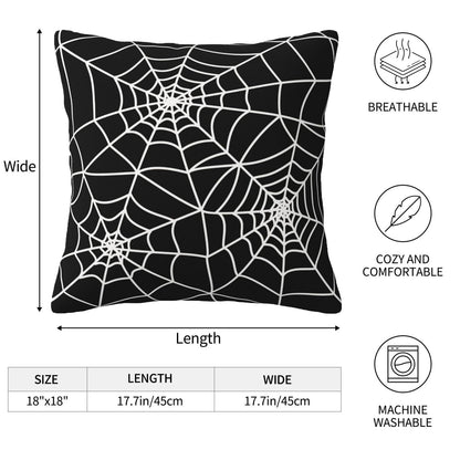Wsunsal Halloween Pillow Covers 18x18 Inch Set of 2, Black Spider Web Decor Throw Pillows Holiday Halloween Outdoor Decorative Pillows Square Linen Cushion Covers for Home Bed Couch Sofa