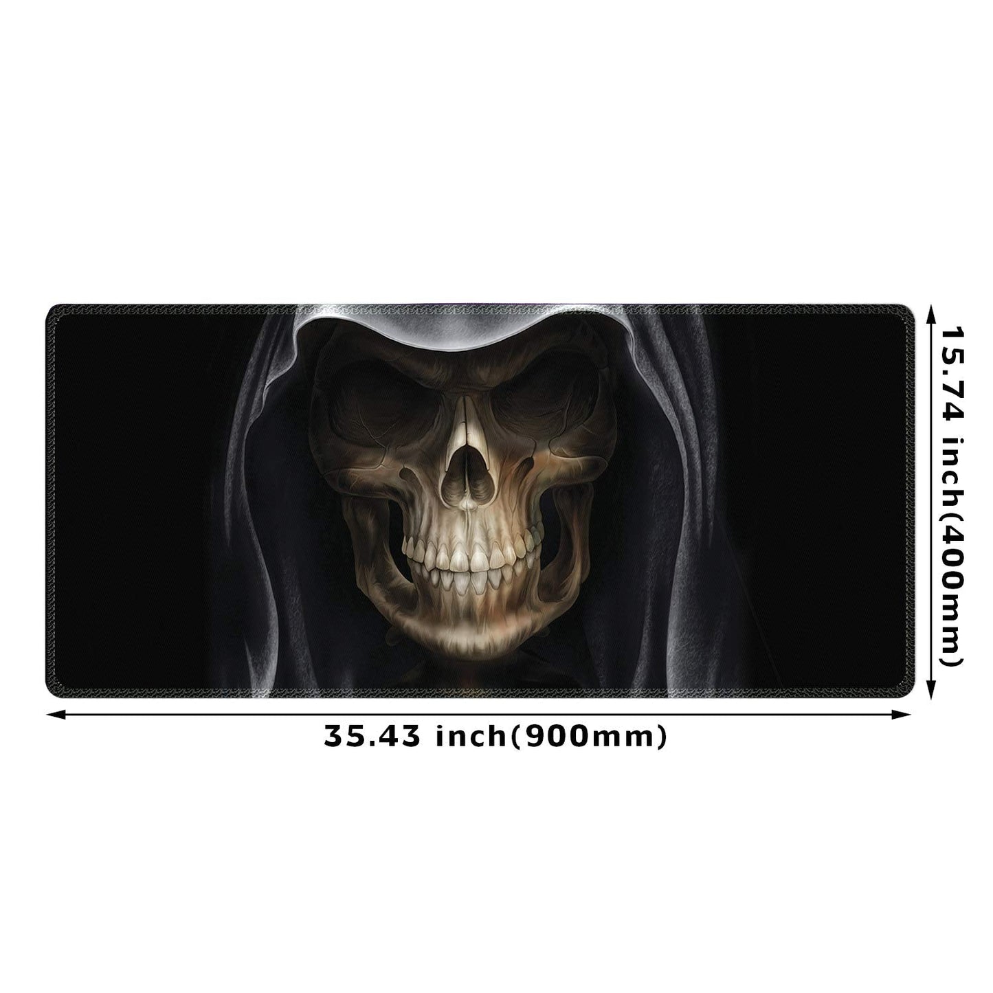 Meffort Inc Extra Large Extended Gaming Desk Mat 34.75 x 15.25 inch XXL XXLG Mouse Pad - Skull Face