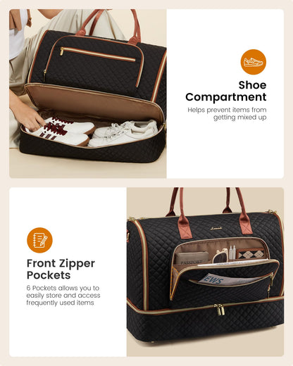 LOVEVOOK Convertible Travel Duffle Bag for Women Men, Garment Bag for Travel, Quilted Overnight Weekender Carry On Duffel Bags for Airplane