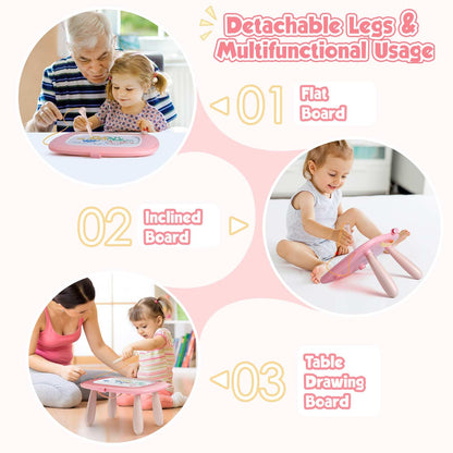 Smasiagon Toddler Toys Age 1-2 Year Old Boys Girls, Magnetic Drawing Doodle Board Pad Educational Learning Toys for 1 2 3 Year Old Boys Girls Gifts Birthday Party (Soft Pink)