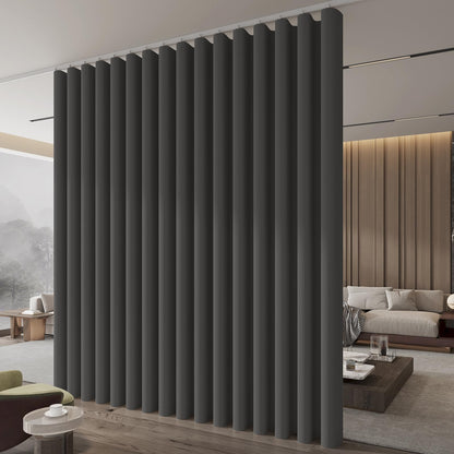 Jilron Room Divider Curtain Ceiling Curtain Track Set for Blackout and Privacy (Gray Curtain + White Track) 106" W x 84" L -1 Piece
