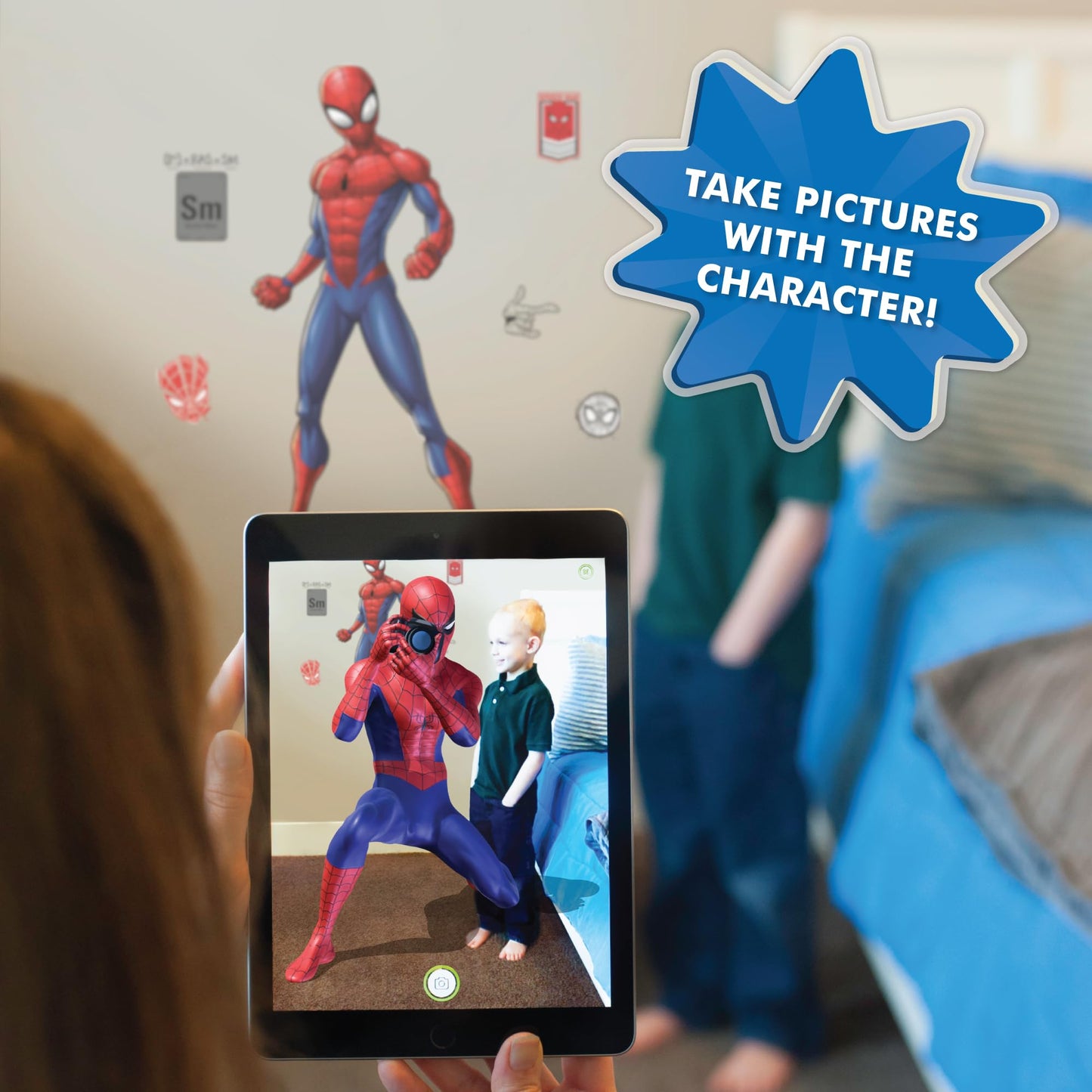 Marvel Spider-Man Wall Decal by Wall Palz, 25'' Vinyl Sticker with 3D Augmented Reality Interaction, Superhero Themed Room Decor for Boys
