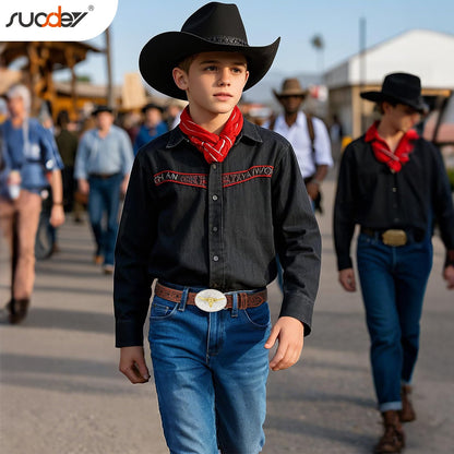 SUOSDEY Kids Western Belt for Boys Girls,Toddler Youth Cowboy Cowgirl Genuine Leather Belt with Longhorn Bull Buckle