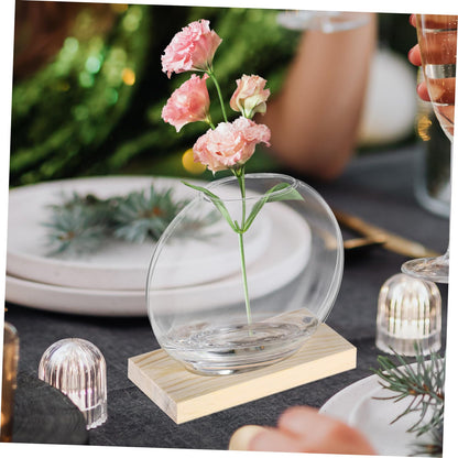 IWOWHERO 2sets Desktop Glass Planter Clear with Base for Hydroponic Plants Decorative Terrarium for Home Office for Small Greenery Floral Displays