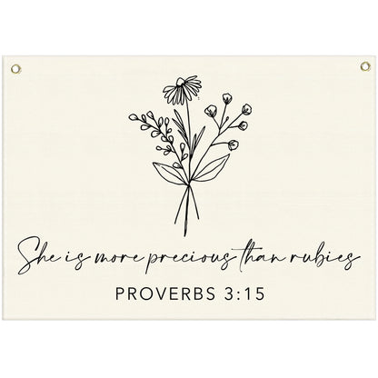 Nursery Scripture Bible Verse-Christian Botanical Decor-Rectangular Banner Flag Poster Wall Decor Gifts for Baby Kids Girl Boy- Nursery,Bedroom,Playroom,Door Decoration-Christmas Gift-28.5"L×20"W