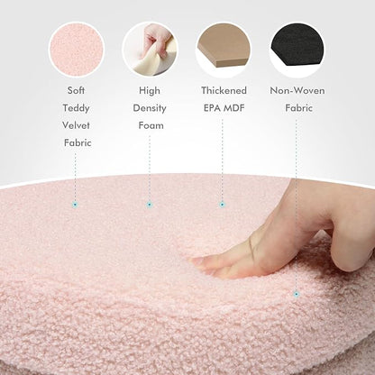B FSOBEIIALEO Storage Ottoman Cube, Heart Shaped Ottomans with Storage Foot Stool Footrest for Lving Room, Boucle Ottoman Seat for Dorm Room,Faux Teddy Fur, Pink 15"x15"x15"