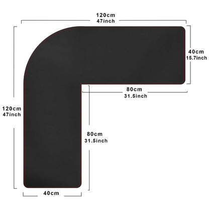 ZORESYN L-Shaped Gaming Desk Mat Mouse pad, Computer Corner Desk Pad, 47" Home Office Writing Desk Pad Protector, Large Waterproof PU Leather Corner Mousepad - Black, (120+120) x40cm