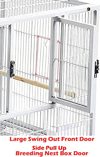 Single Stackable Center Divided Breeder Breeding Bird Flight Double Rolling Cage for Aviaries Canaries Cockatiels Lovebirds Finches Budgies Small Parrots (White Vein, Single Story)