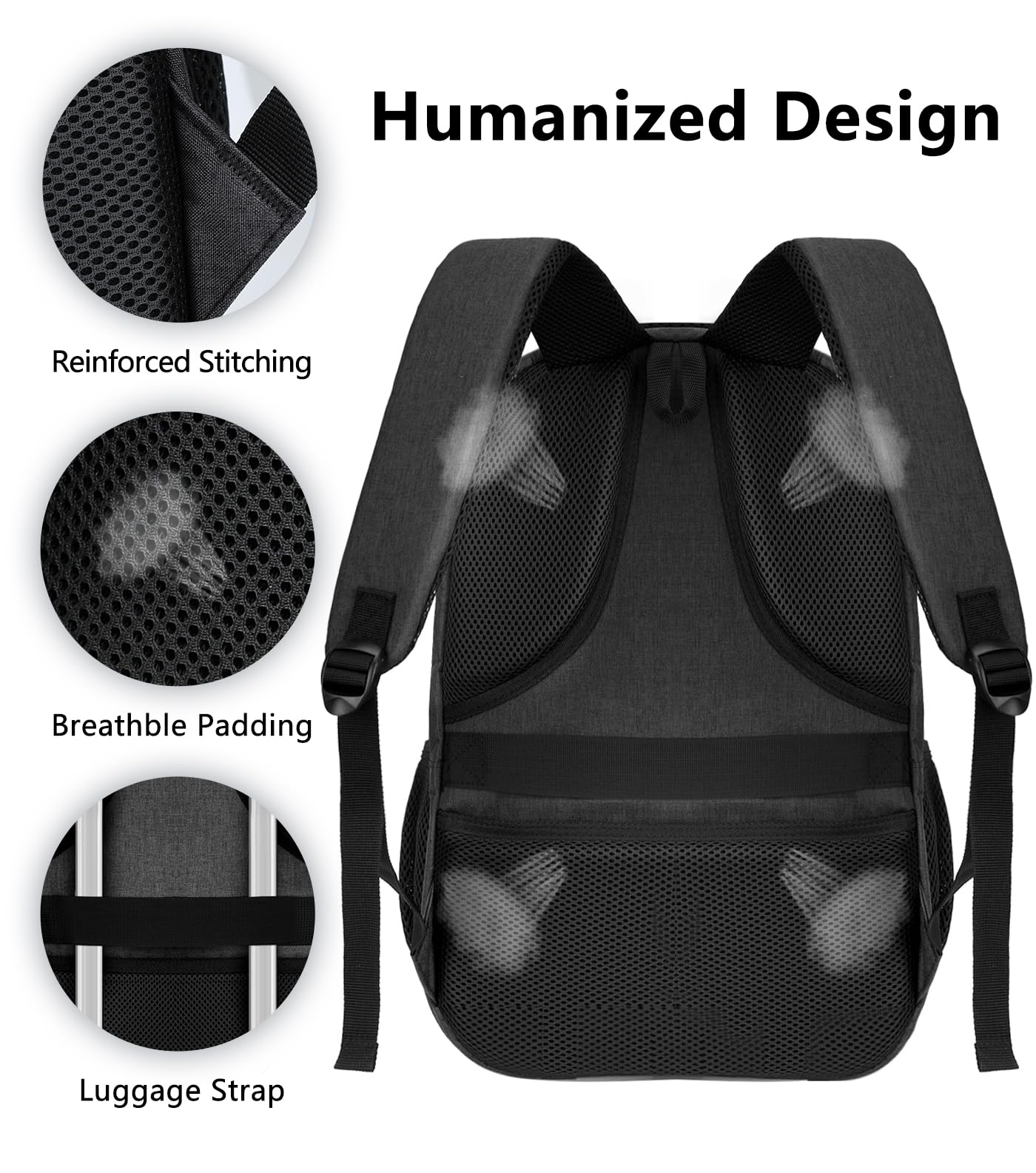 Skaypibs Backpck for Men Women School Backpack for Boys Teens 15.6 inch Laptop Back Pack with Reinforced Straps Bookbag for College High Middle SchoolBusiness Work Mochilas Black