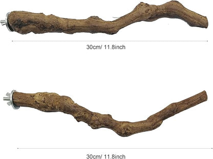 4-Piece Bird Perch - Natural Grapevine Stick Swing Chewing Toys for Parrot Cages, Cockatiels, Parakeets, Finches