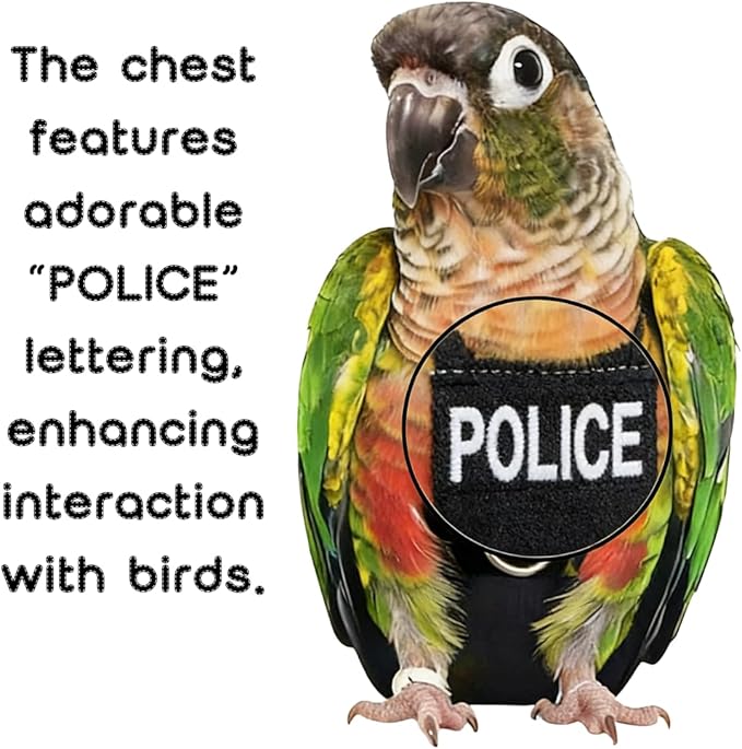 Bird Diaper Flight Suit, Cute Cosplay Parrot Clothes, Easy-to-Wear Washable Nappy, Durable Metal Ring Harness for Cockatiel, Conure, African Grey, Parakeet Outdoor Flying (with Leash,L)