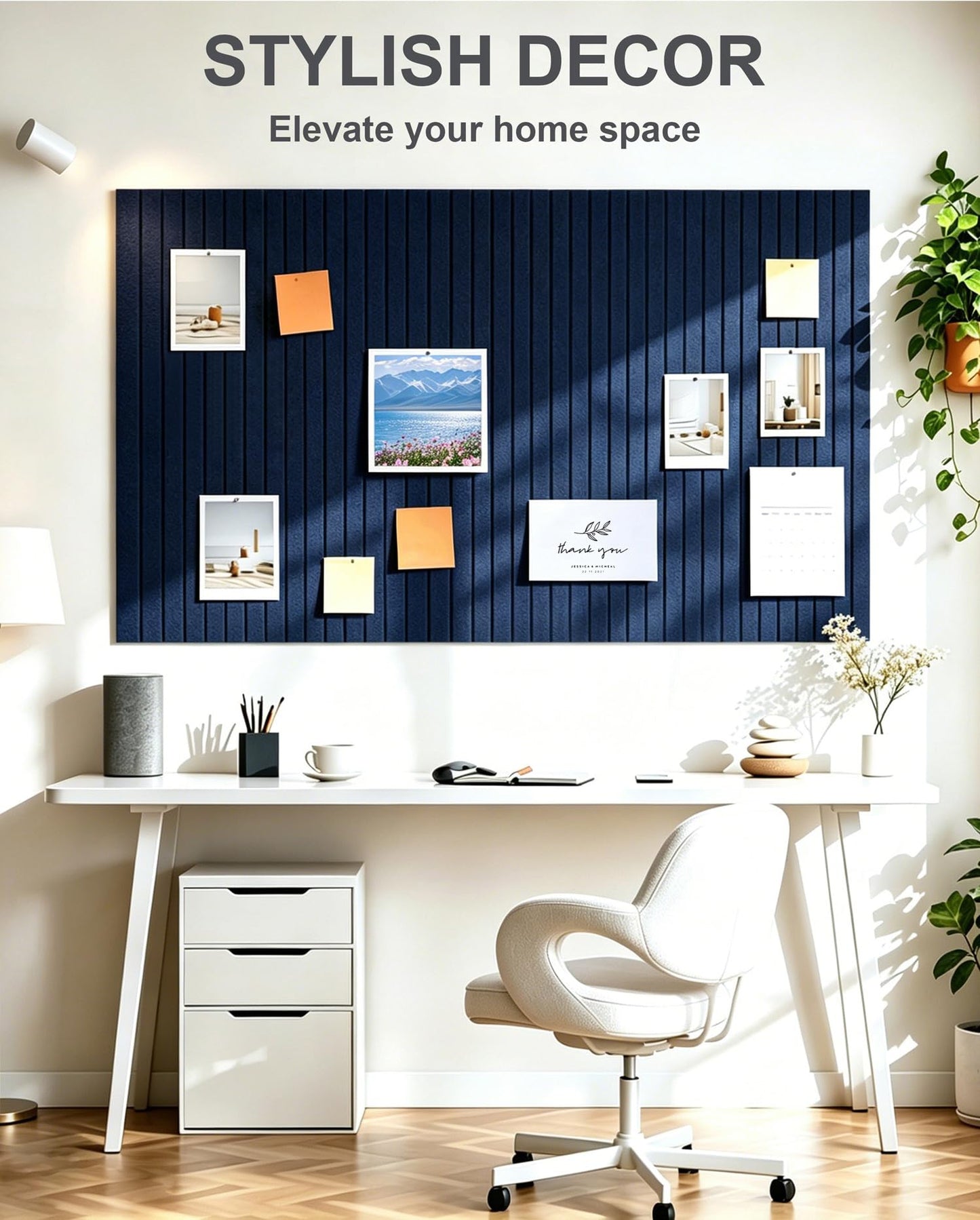 G Gamit 0.47" Thick Felt Pin Board 36"x24" Large Cork Board Alternative 6 Pack 11.81"x11.81"Felt Bulletin Board Wall Tiles Notice Board with 30 Pushpins for Home Office School(Fine-Dark Blue)