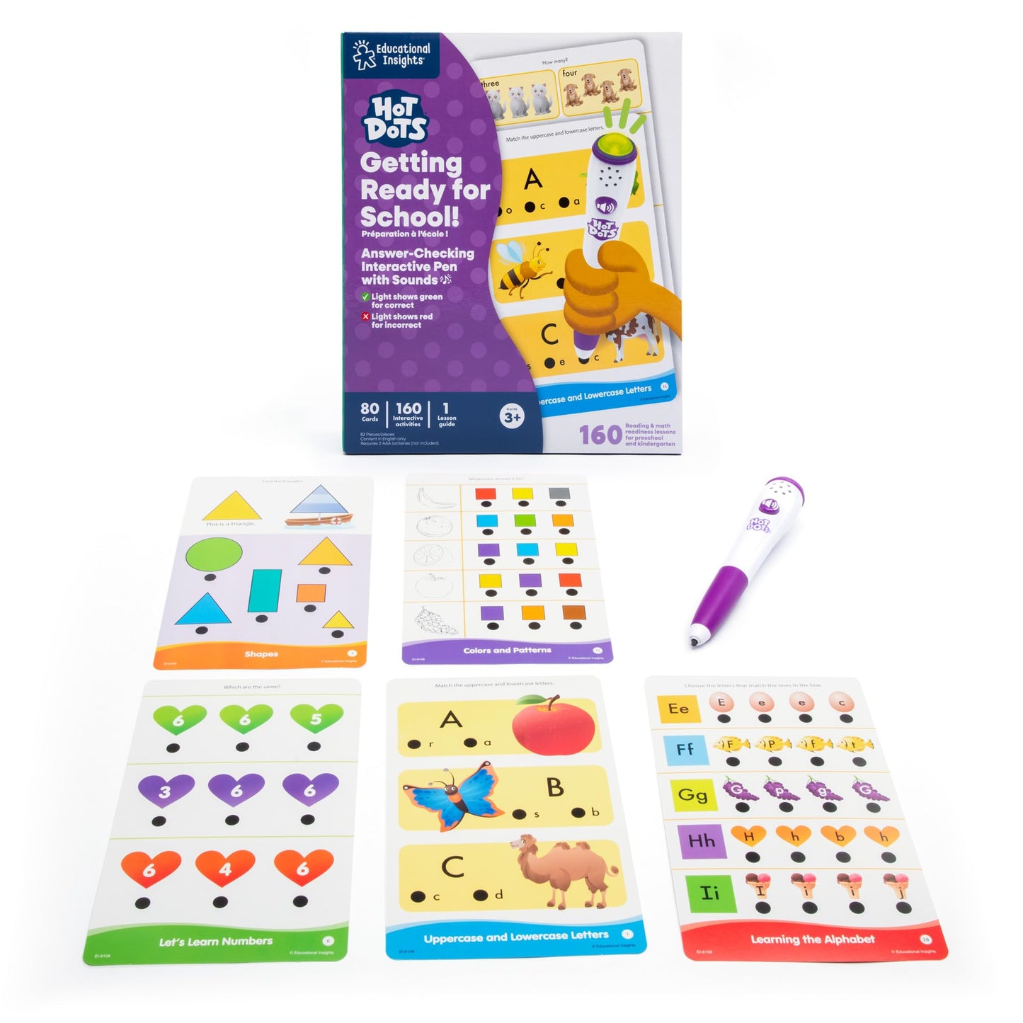 Educational Insights Hot Dots Getting Ready for School - Preschool Learning Activities with Interactive Pen, Preschool Prep and Kindergarten Workbooks, Flash Cards and Learning Books for 3 and Up Year Olds
