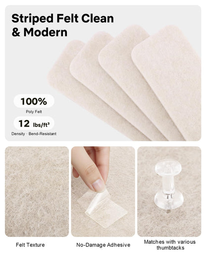 Small Cork Bulletin Board Tiles, Felt Wall Decor and Office Desk Accessories for Vision, Message Center, Picture and Prayer Board, Dorm, Room, Home Office Essentials and Organization(Oatmeal)