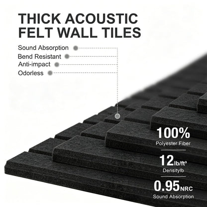 G Gamit 0.47" Thick Felt Pin Board 36"x24" Large Cork Board Alternative 6 Pack 11.81"x11.81"Felt Bulletin Board Wall Tiles Notice Board with 30 Pushpins for Home Office School(Fine-Black)
