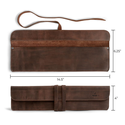 Leather Chef Knife Sheath, Single Case for Chef's Knives, Kitchen Small Storage Bag, Roll Bags for Travel, Professional Chefs Carrying Wrap Holder, Butcher Rolls Carrier (Bourbon Brown)