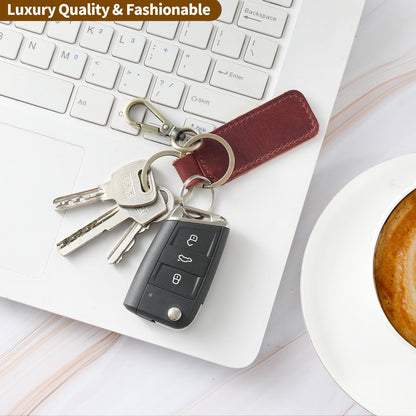 Jack&Chris Genuine Leather Car Keychain, Universal Key Fob Keychain, Leather Key Chain Holder for Men and Women, JC306…
