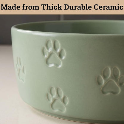 Ceramic Dog Bowl Set of 2 with Anti-Skid Base - 6.5" Wide x 2.5" Tall Ceramic Dog Bowls Medium Sized Dogs - 3.8 Cup Capacity Food and Water Bowls for Dogs - Rubber Bottom Pet Bowl Set of 2 Medium Size