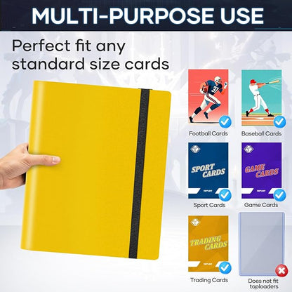 Trading Card Binder, Card Binder Album Folder Book Fit for MTG Baseball Football Sports Cards, Easy to Use Card Collection Binder (yellow, 360 Pockets)