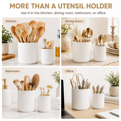 Utensil Holder,Ceramic Kitchen Utensils Holder for Countertop-Set of 2