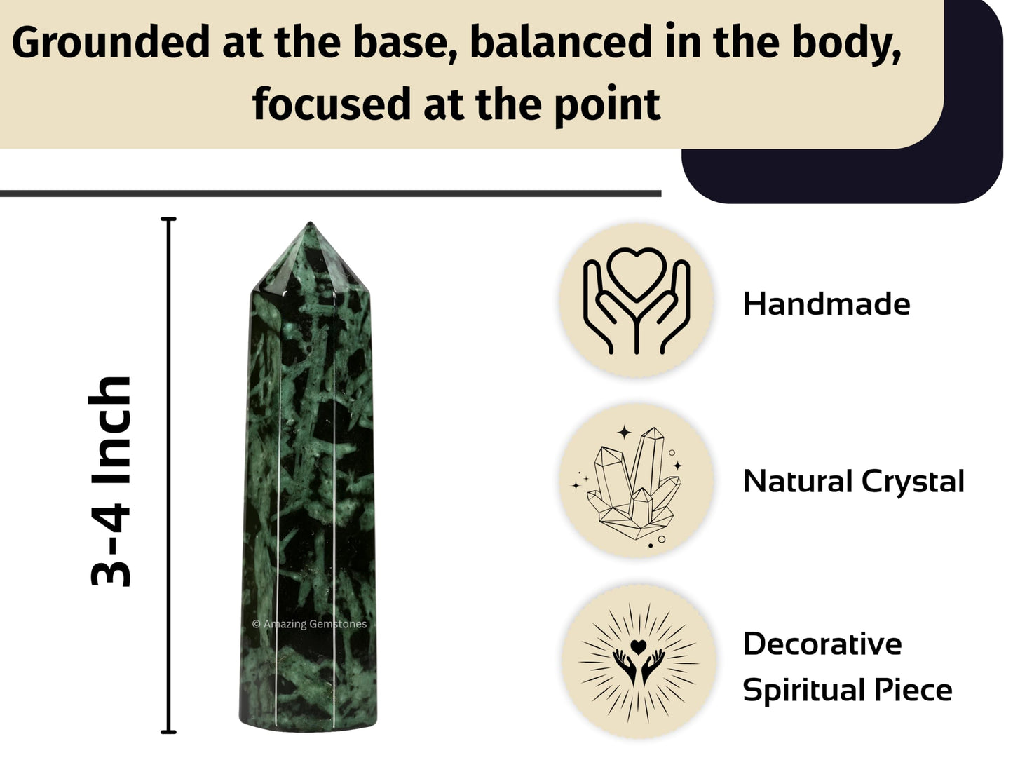 Amazing Gemstone Flower Stone Crystal Towers - Natural Healing Crystal Point Obelisk for Reiki Healing and Crystal Grid (3 Inch)