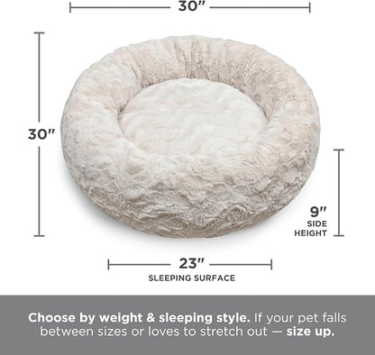 Best Friends by Sheri The Original Calming Donut Dog Bed for Medium Dogs up to 45 lbs, Lux Faux Fur, Gray, Medium, 30" x 30"