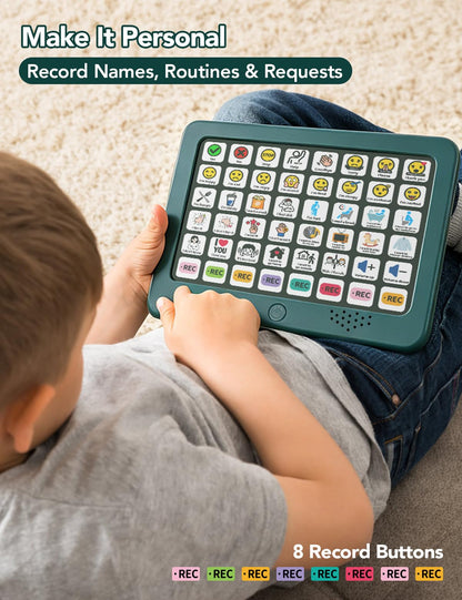 SKDTAZRZ AAC Device for Autism & Nonverbal Kids and Adults, 37 Preloaded Buttons + 8 Recordable Keys, Communication Board for Speech Therapy & Special Education, Home & School Use, Male/Female Voice
