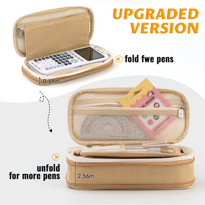 EASTHILL Big Capacity Pencil Pen Case Office College School Large Storage High Capacity Bag Pouch Holder Box Organizer Khaki